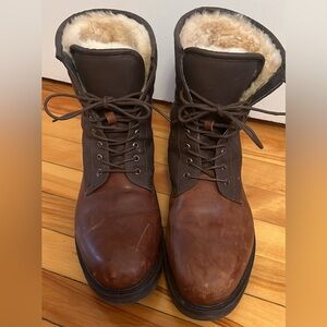 Mens Leather, canvas and sheepskin lace up boots from Sporting Life size 11.5